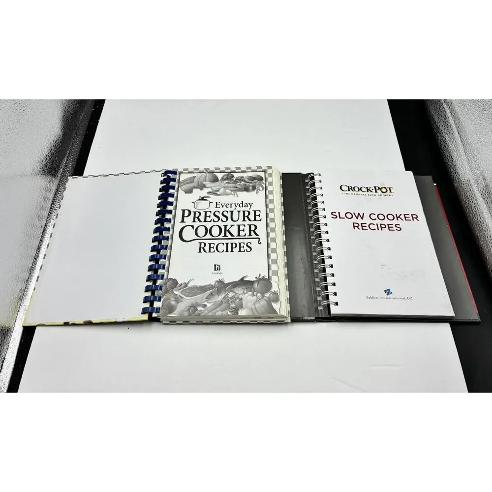 2 Spiral Bound Recipe Books Pressure Cooking, Crock Pot Cooking HB